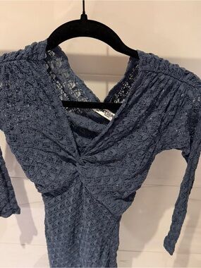 Princess Polly Blue Lace Long Maxi Dress Size Women’s 2 Quarter Sleeve Fancy